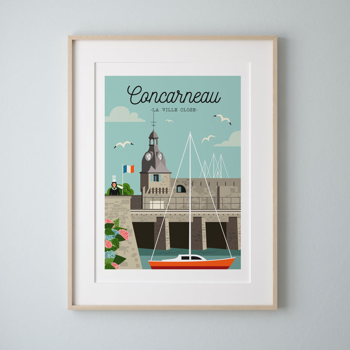 Affiche vintage de la ville close, Éperon de la Demi Lune à Concarneau