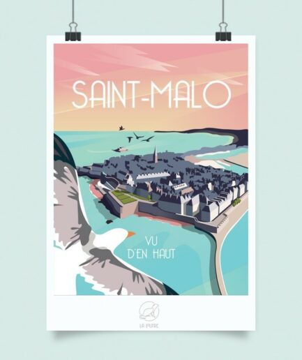 affiche Saint Malo vu d'en haut