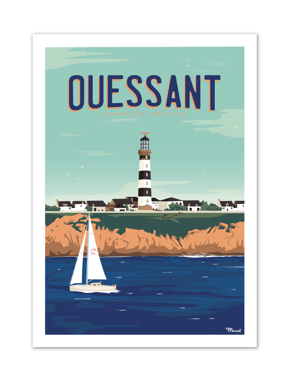 Affiche Ouessant en Bretagne par Marcel Travel Poster