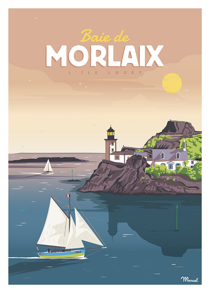 Affiche Morlaix Bretagne Marcel Travel
