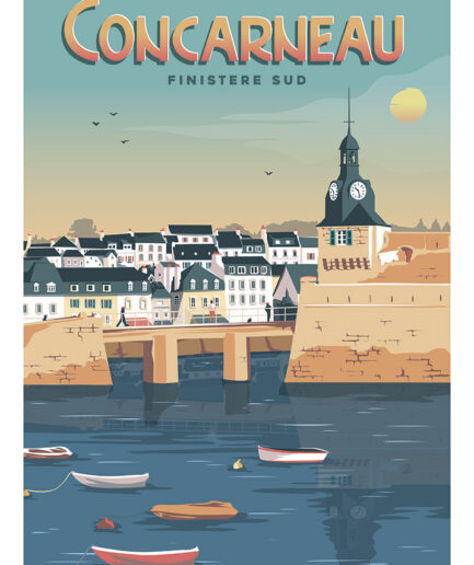 Affiche Concarneau Finistère en Bretagne par Marcel Travel Poster