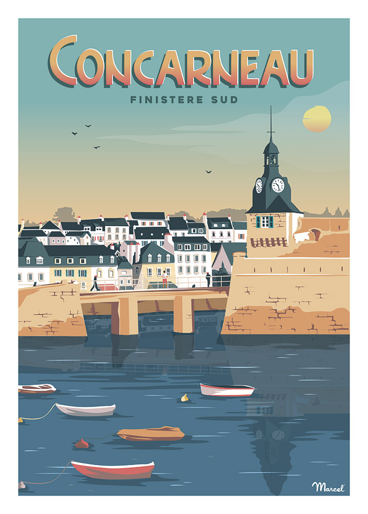 Affiche Concarneau Finistère en Bretagne par Marcel Travel Poster