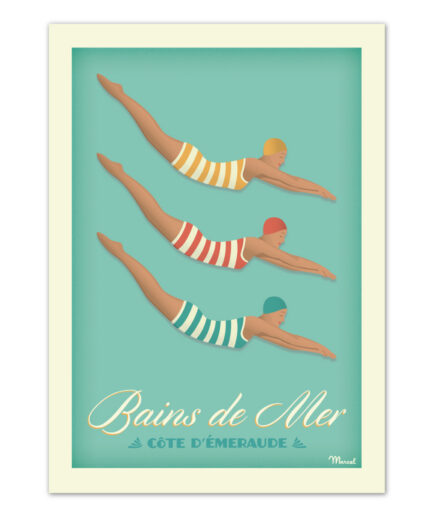Affiche Cote d'Emeraude Bains de mer Marcel Travel