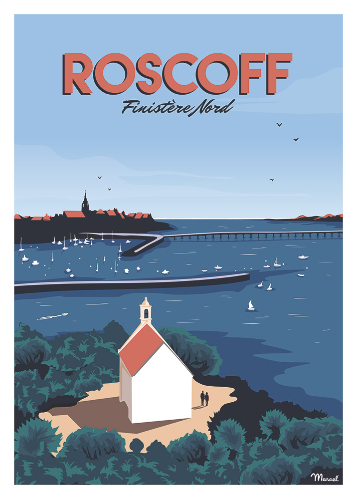 Affiche Roscoff Finistère Nord en Bretagne par Marcel Travel Poster