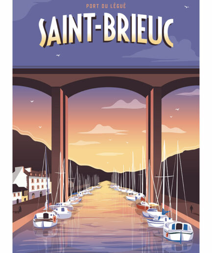 Affiche Saint Brieuc Port du Légué par Marcel Travel Poster