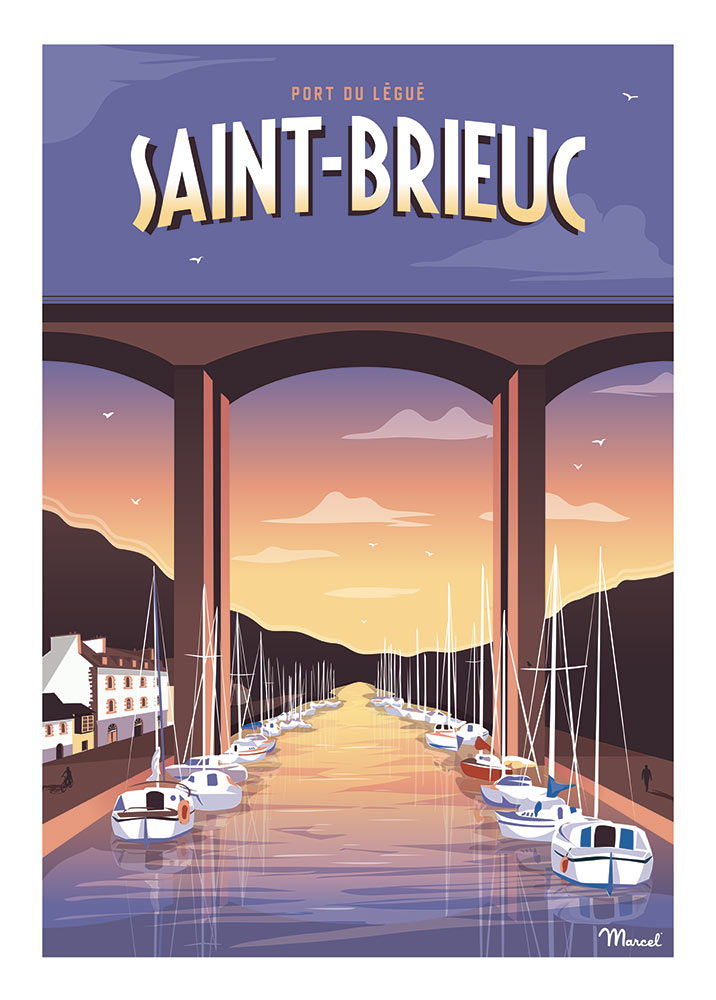 Affiche Saint Brieuc Port du Légué par Marcel Travel Poster