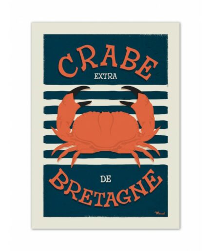 Affiche Crabe 30x40 centimètres Marcel Travel